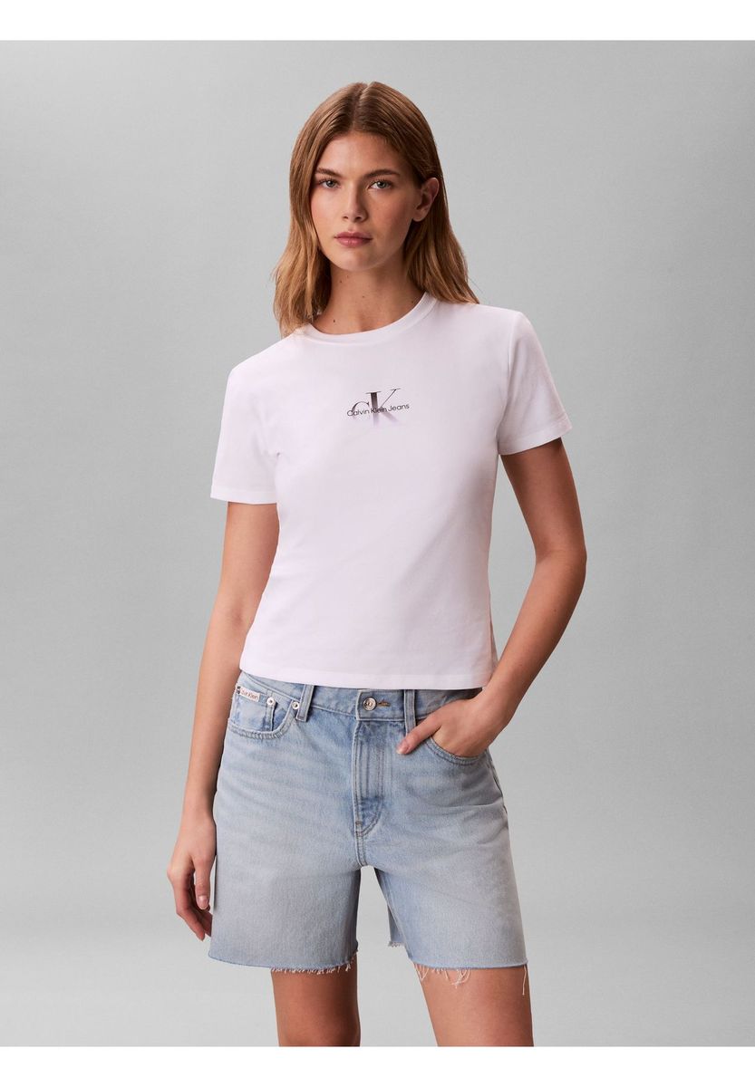 Kurzes, figurbetontes Logo-T-Shirt