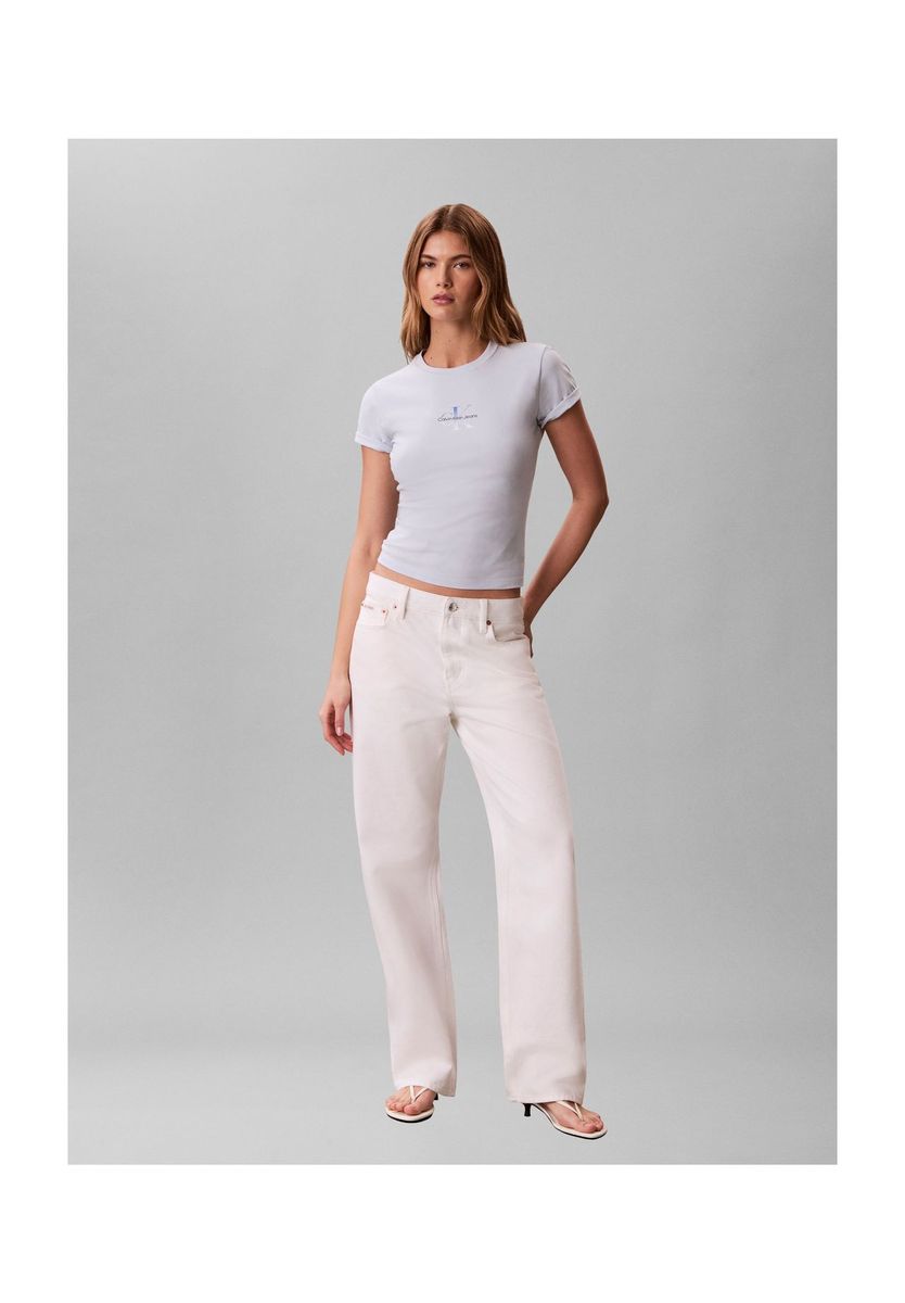 Kurzgeschnittenes, figurbetontes Logo-T-Shirt