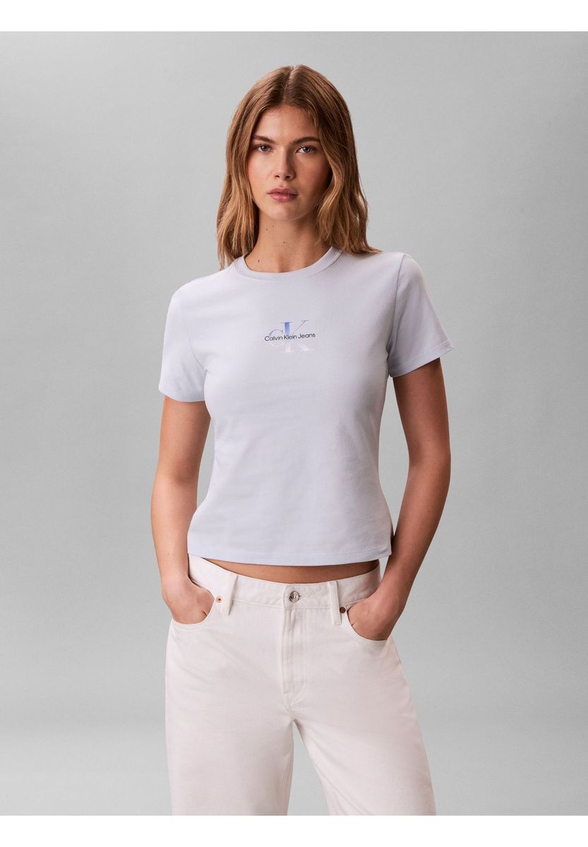 Kurzgeschnittenes, figurbetontes Logo-T-Shirt