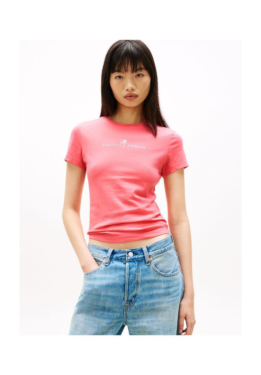 Figurbetontes Baumwoll-T-Shirt mit Logo