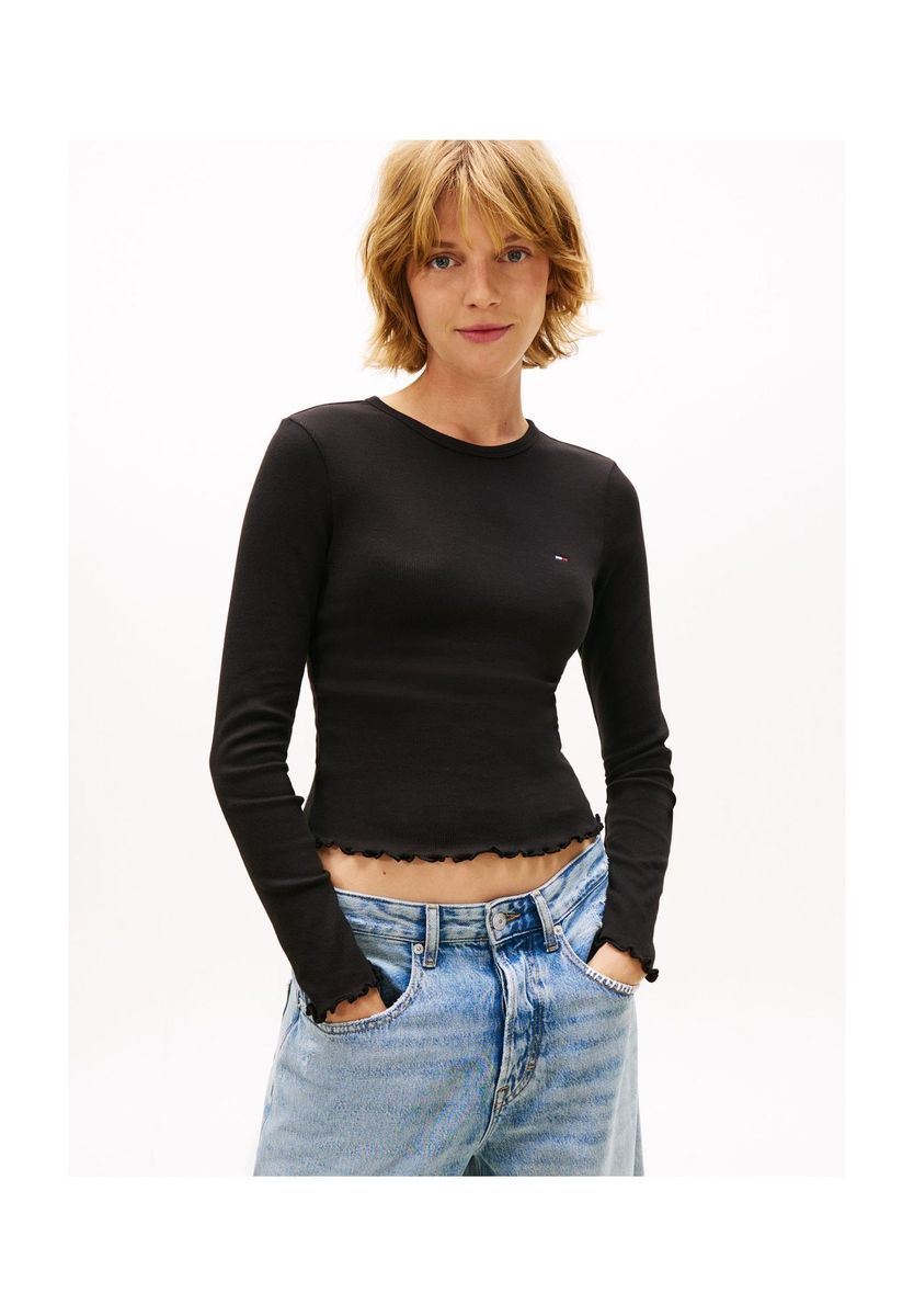 Cropped Rippstrick Langarmshirt