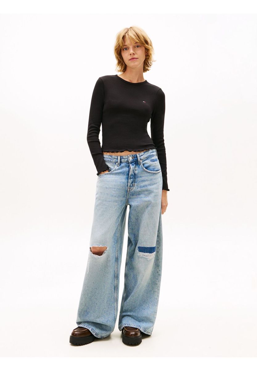 Cropped Rippstrick Langarmshirt