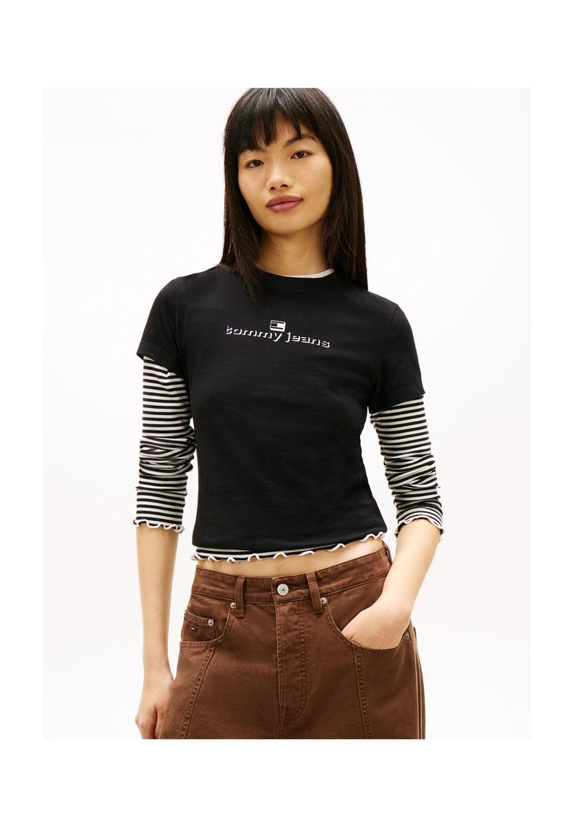 Figurbetontes Logo-Grafik-T-Shirt aus Baumwolle