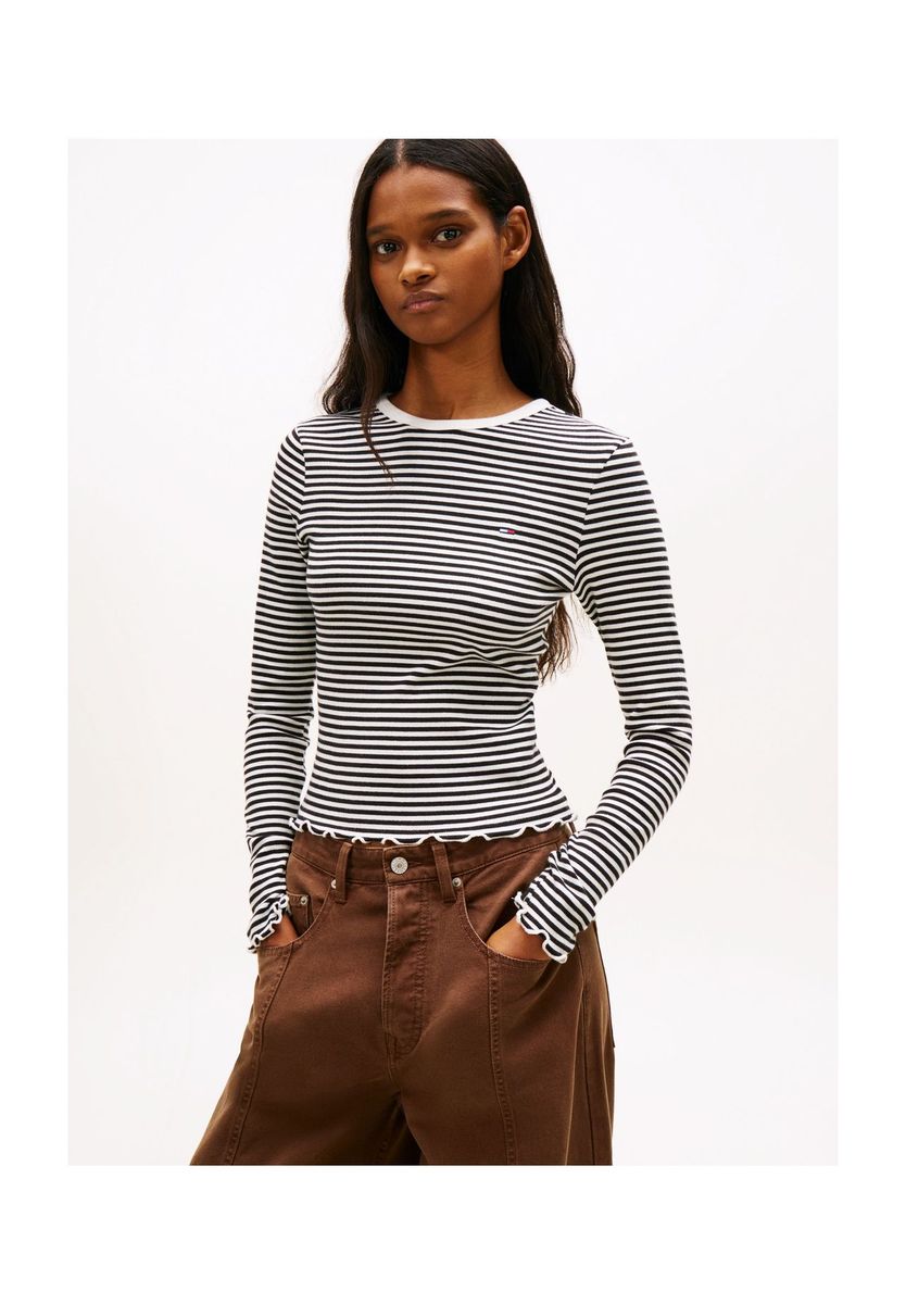 Gestreiftes Langarm Crop Top