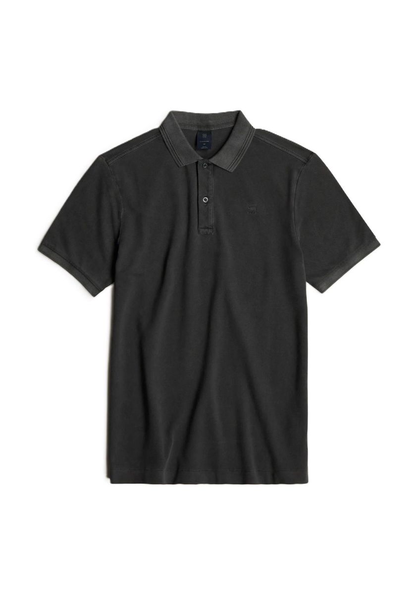 Polohemd aus gebrannter schwarzer Baumwolle
