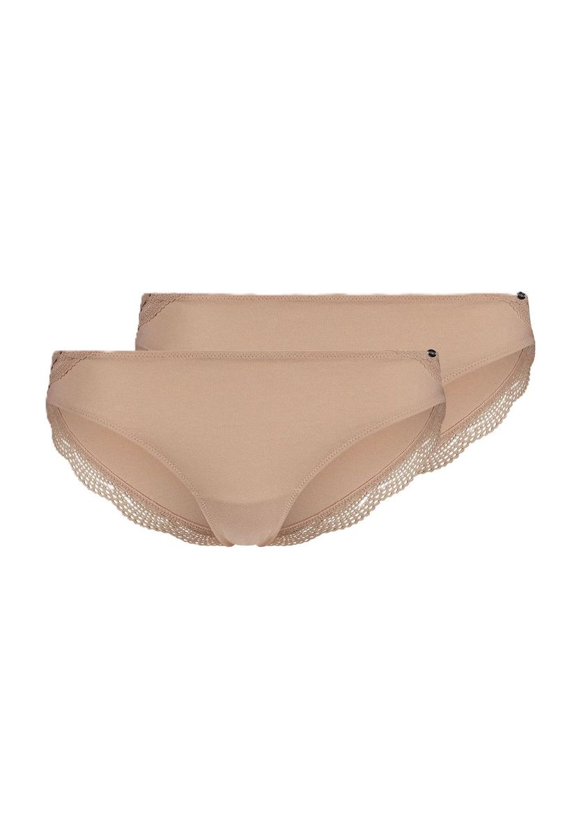 Klassische Beige Slips mit Spitze, 2er-Pack