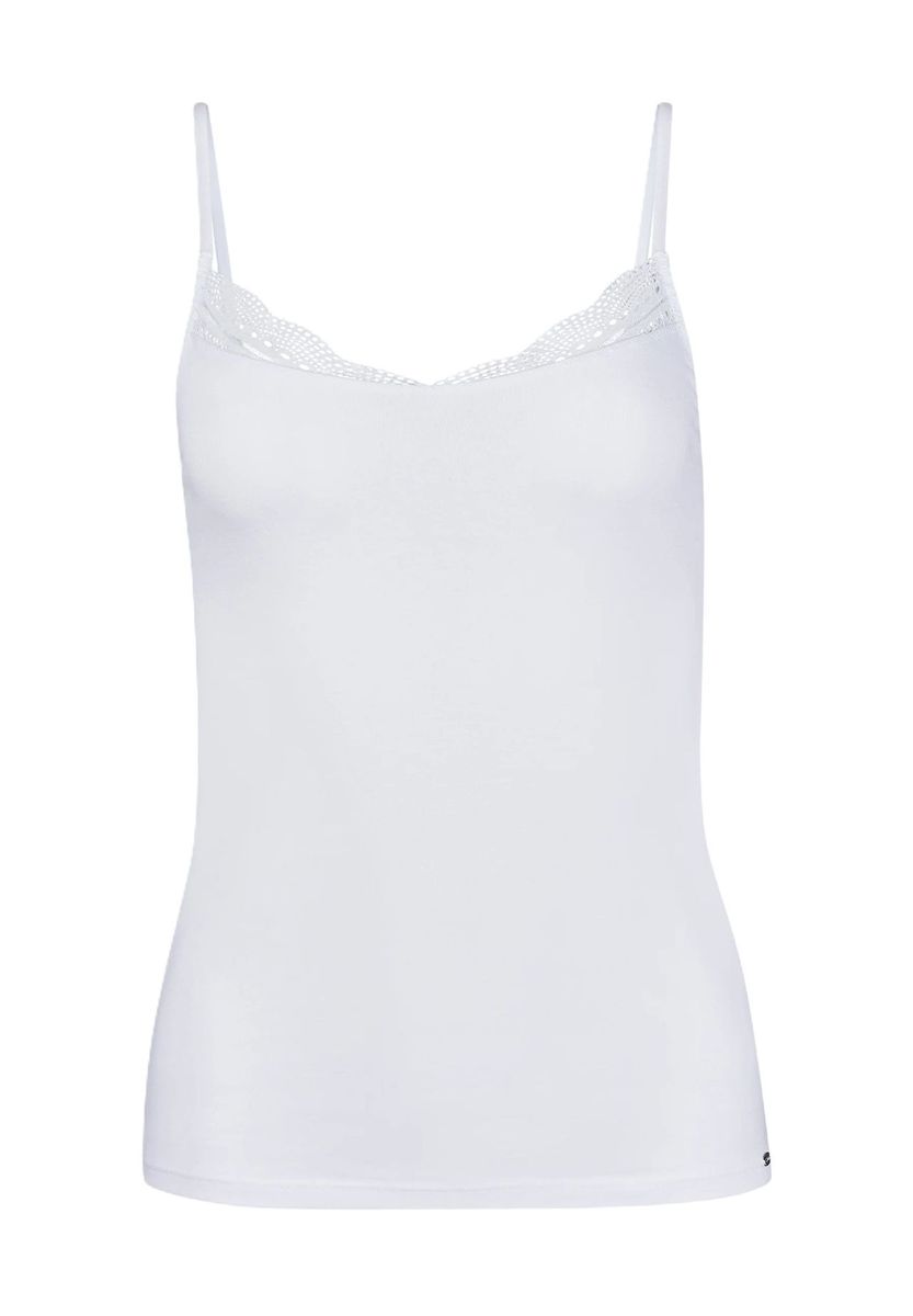 Cami-Top aus Baumwollmischung mit Spitzenbesatz