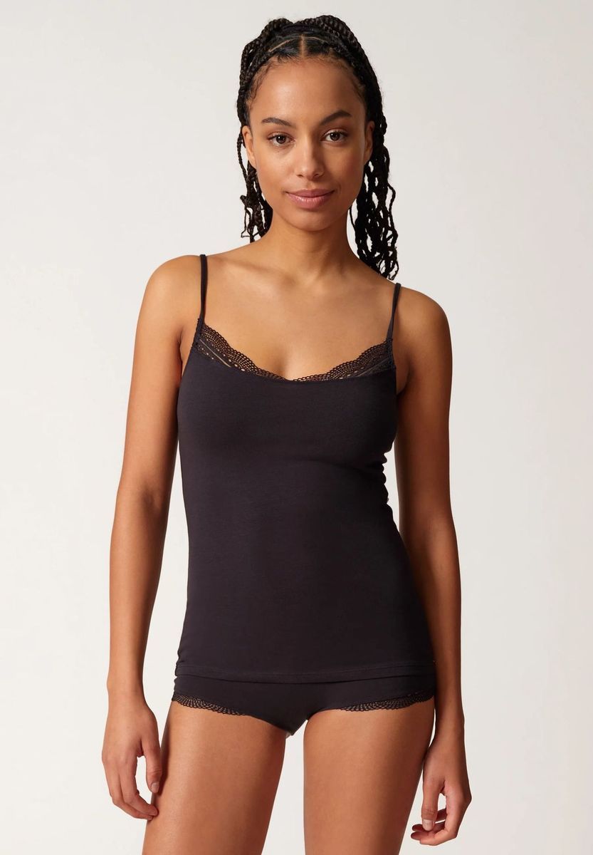 Baumwoll-Jersey-Top mit Spitze