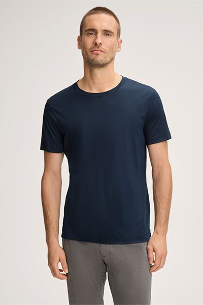 Windsor Gabriello Marineblaues T-Shirt Schweizer Baumwolle Basic Kurzarm