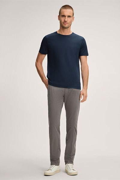 Windsor Gabriello Marineblaues T-Shirt Schweizer Baumwolle Basic Kurzarm