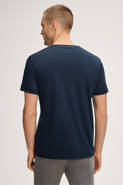 Windsor Gabriello Marineblaues T-Shirt Schweizer Baumwolle Basic Kurzarm