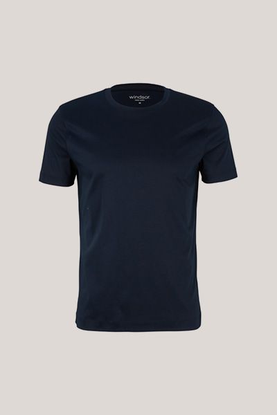 Windsor Gabriello Marineblaues T-Shirt Schweizer Baumwolle Basic Kurzarm