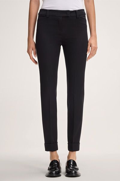 Windsor Slim-Fit Baumwollstretch-Chino mit Umschlag in Schwarz