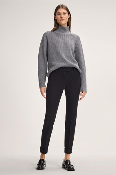 Windsor Slim-Fit Baumwollstretch-Chino mit Umschlag in Schwarz