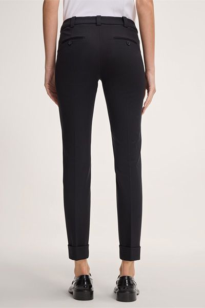 Windsor Slim-Fit Baumwollstretch-Chino mit Umschlag in Schwarz