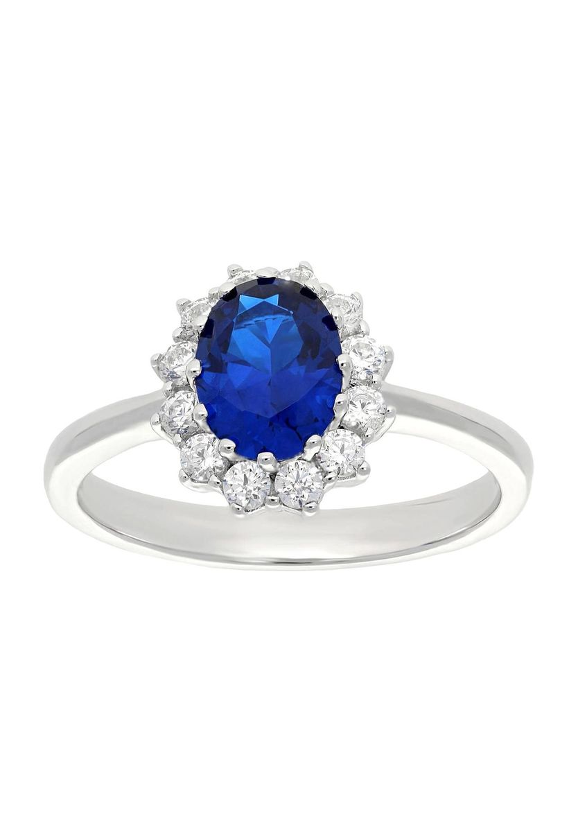 Halo Ring mit blauem Spinellzentrum