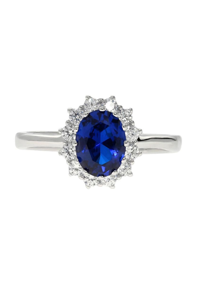Halo Ring mit blauem Spinellzentrum