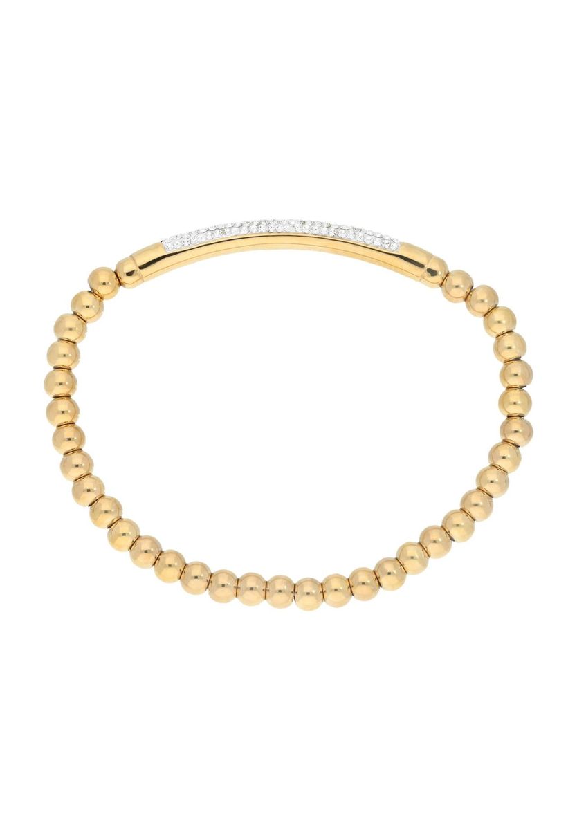 Goldkugelarmband mit Kristallsteg