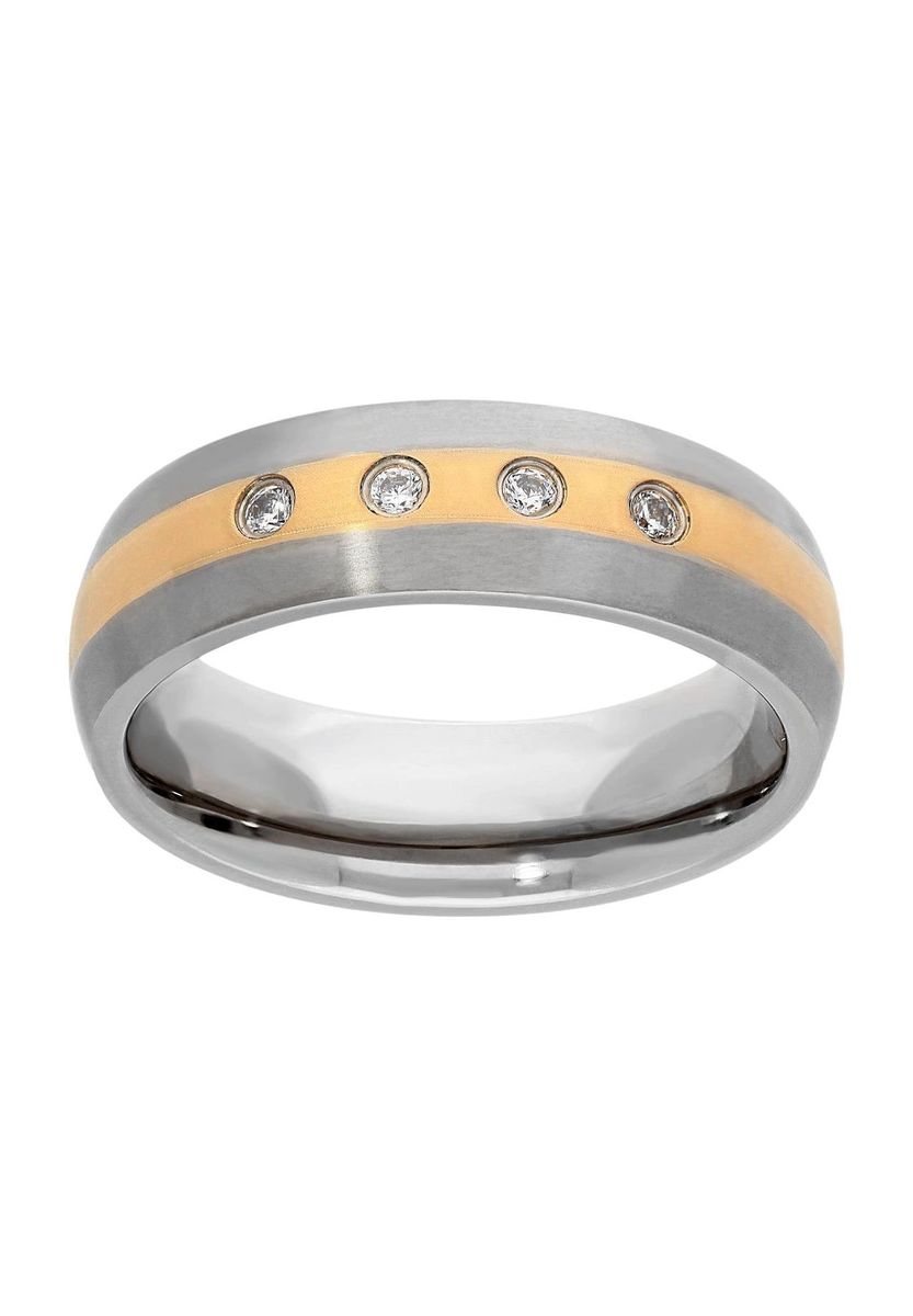 Bicolor Titanring mit Zirkonia