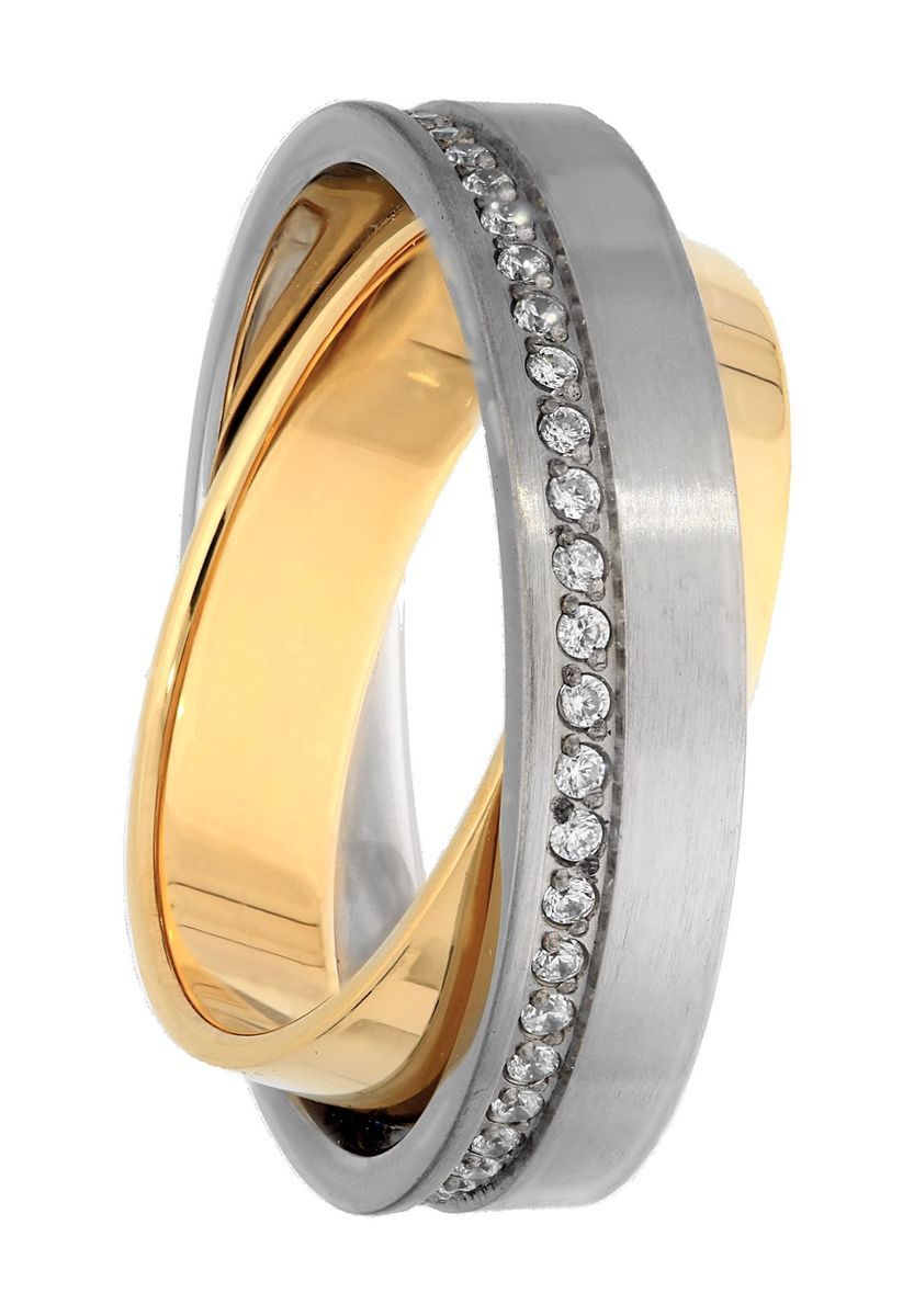 Bicolor Titanring mit Zirkonia-Akzenten