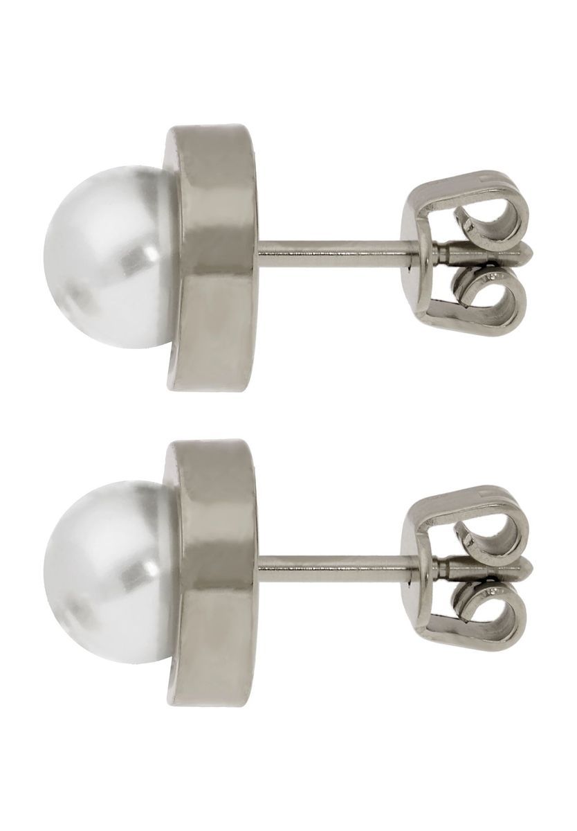 Klassische Perlenohrstecker Titan