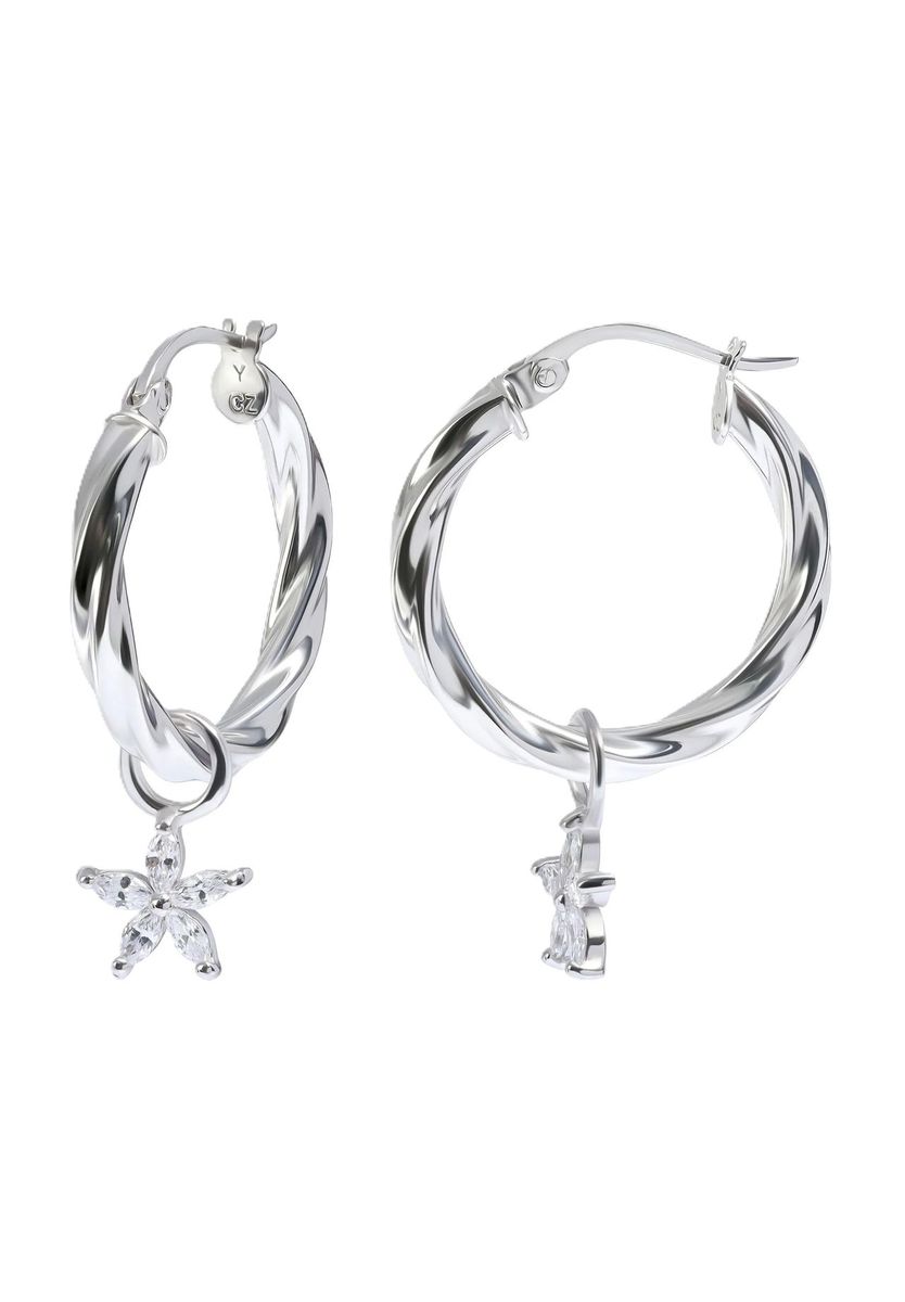 Silberne Creolen mit Anhänger-Set