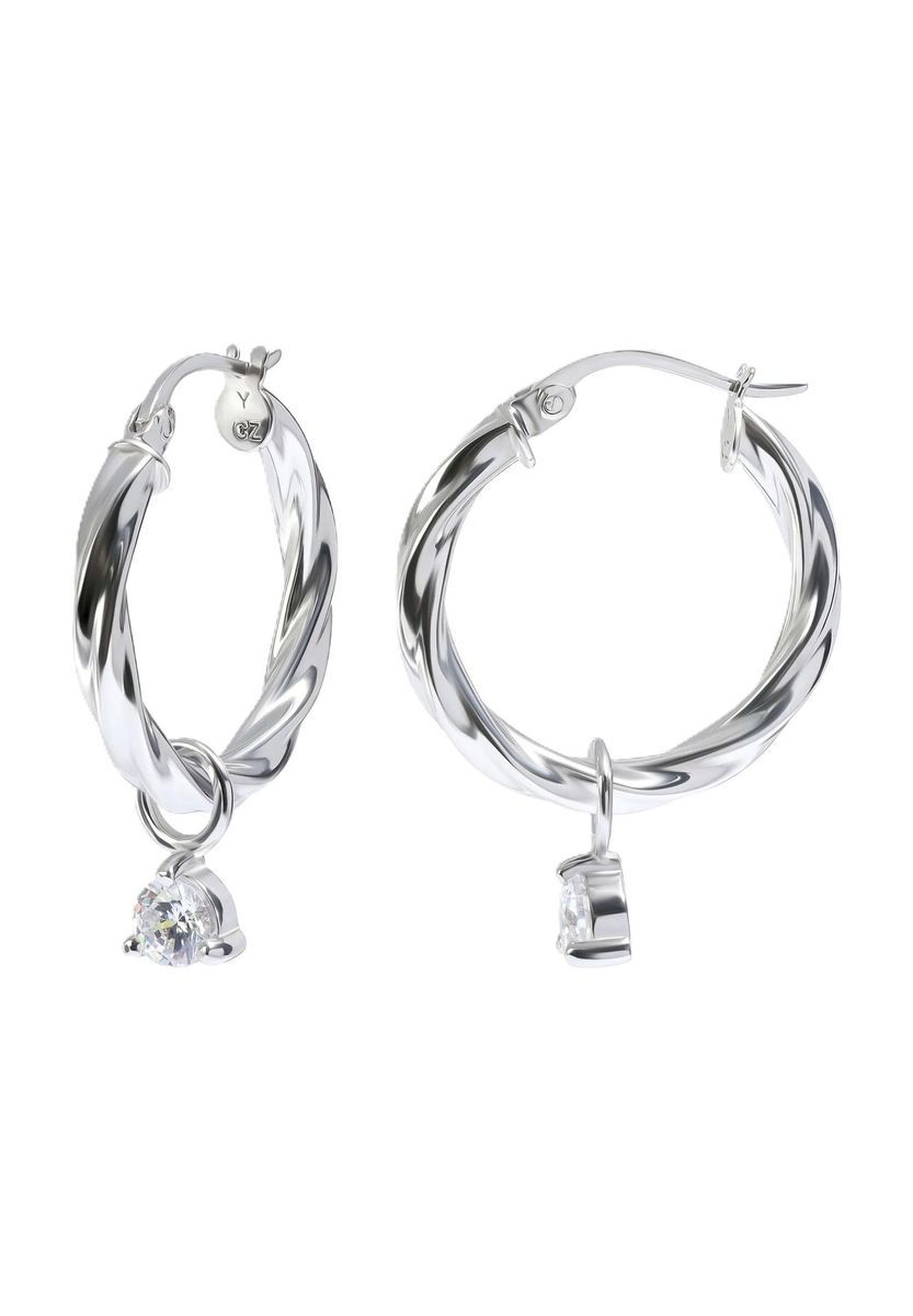 Silberne Creolen mit Anhänger-Set