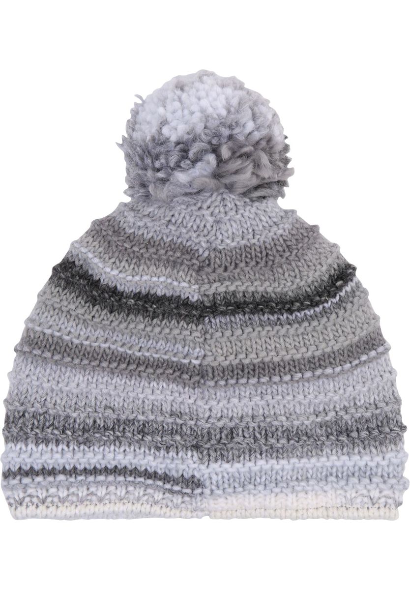 Gestreifte Strickmütze mit Bommel