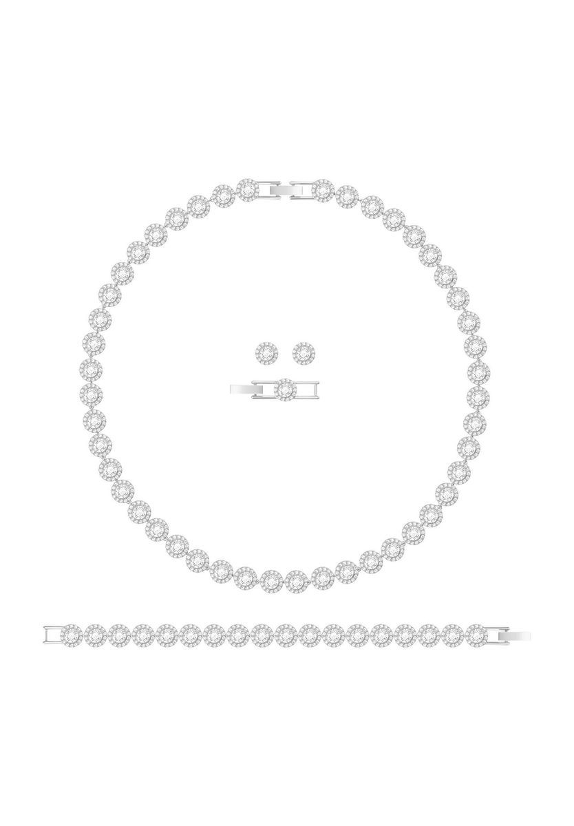 Funkelndes Kristall Schmuckset Silberton-Finish