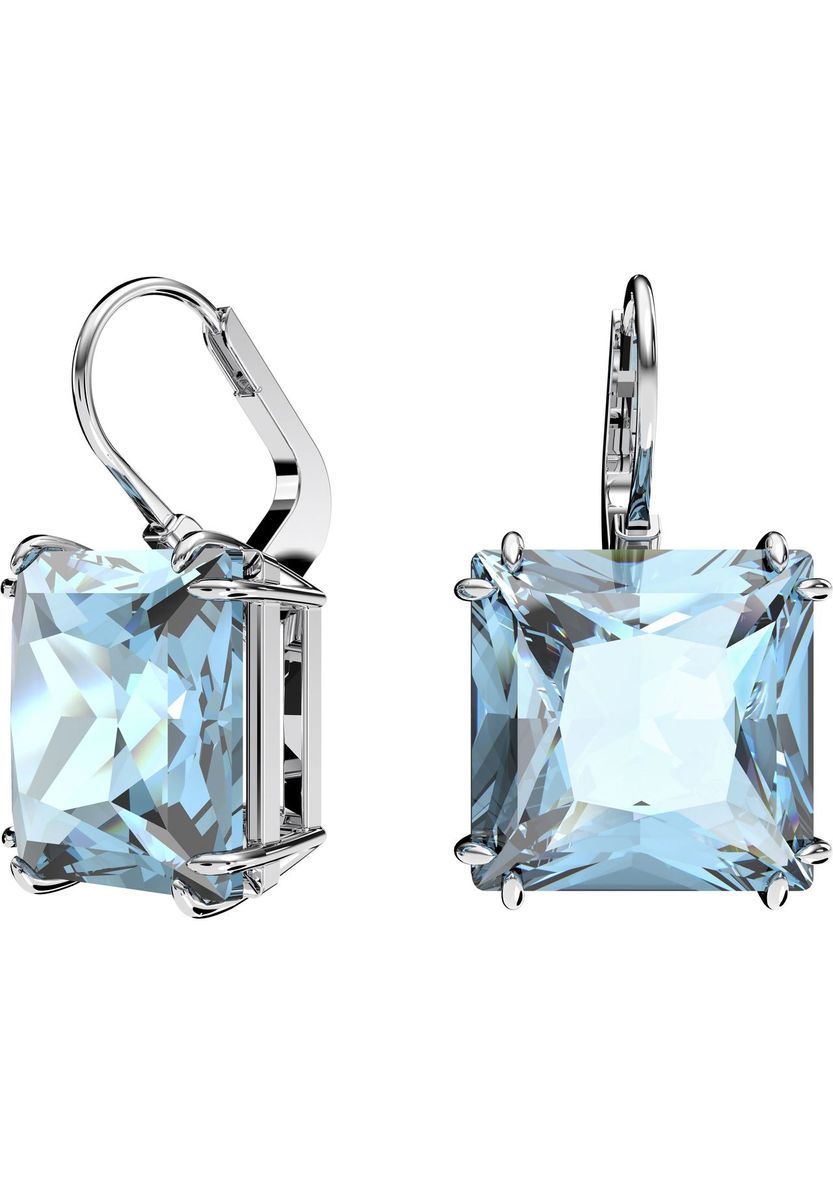 Rechteckige blaue Kristallohrringe