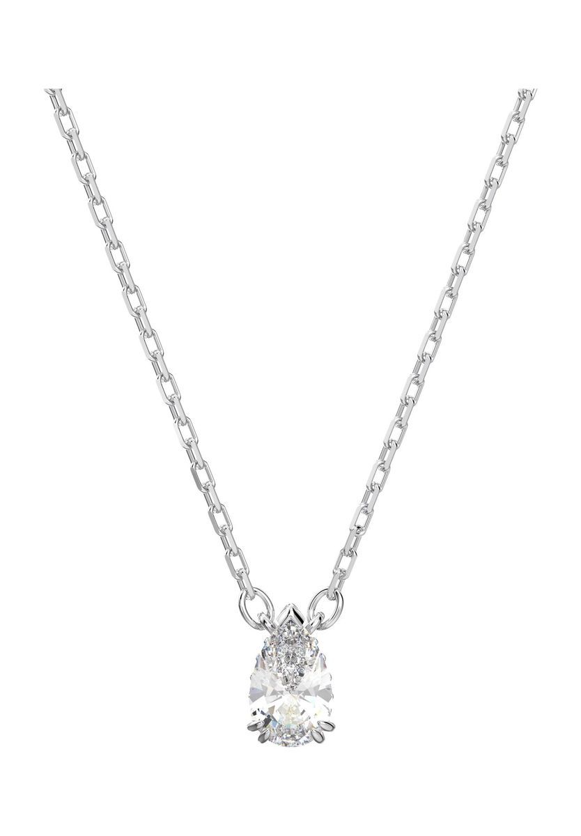 Tropfenförmige Kristall-Anhänger Halskette Silberton