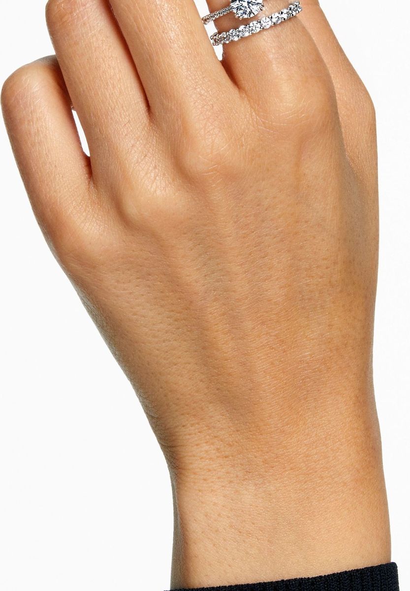 Funkelndes Kristallring-Set Rhodium-Finish