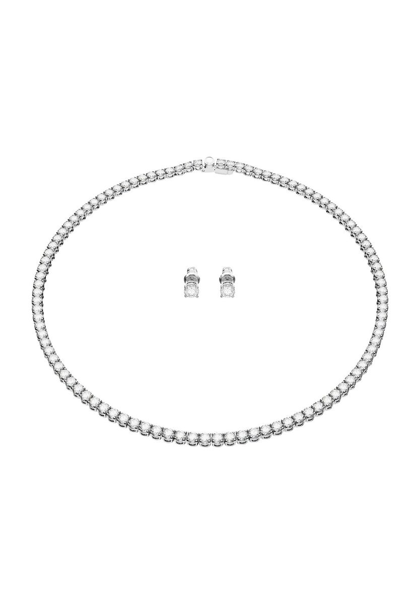 Kristall Tennis Halskette und Ohrringe Set