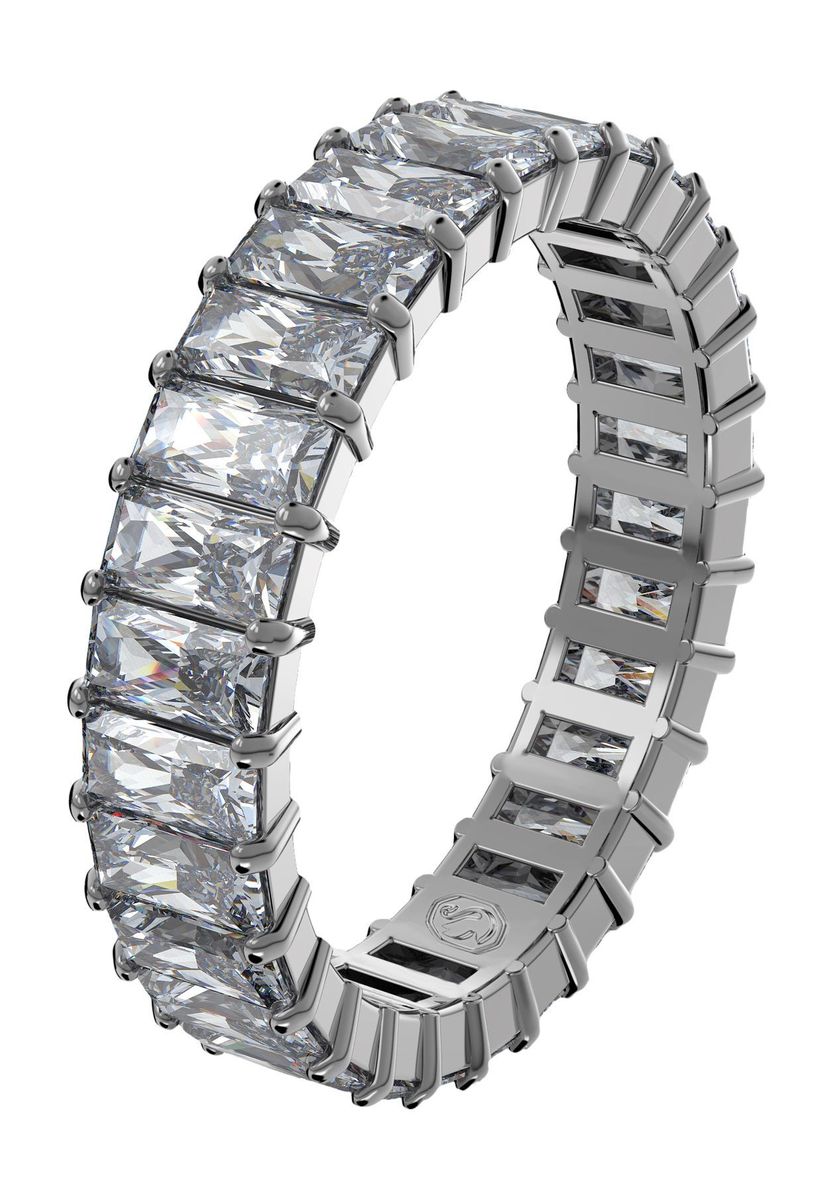 Silberner rechteckiger Kristall-Ewigkeitsring