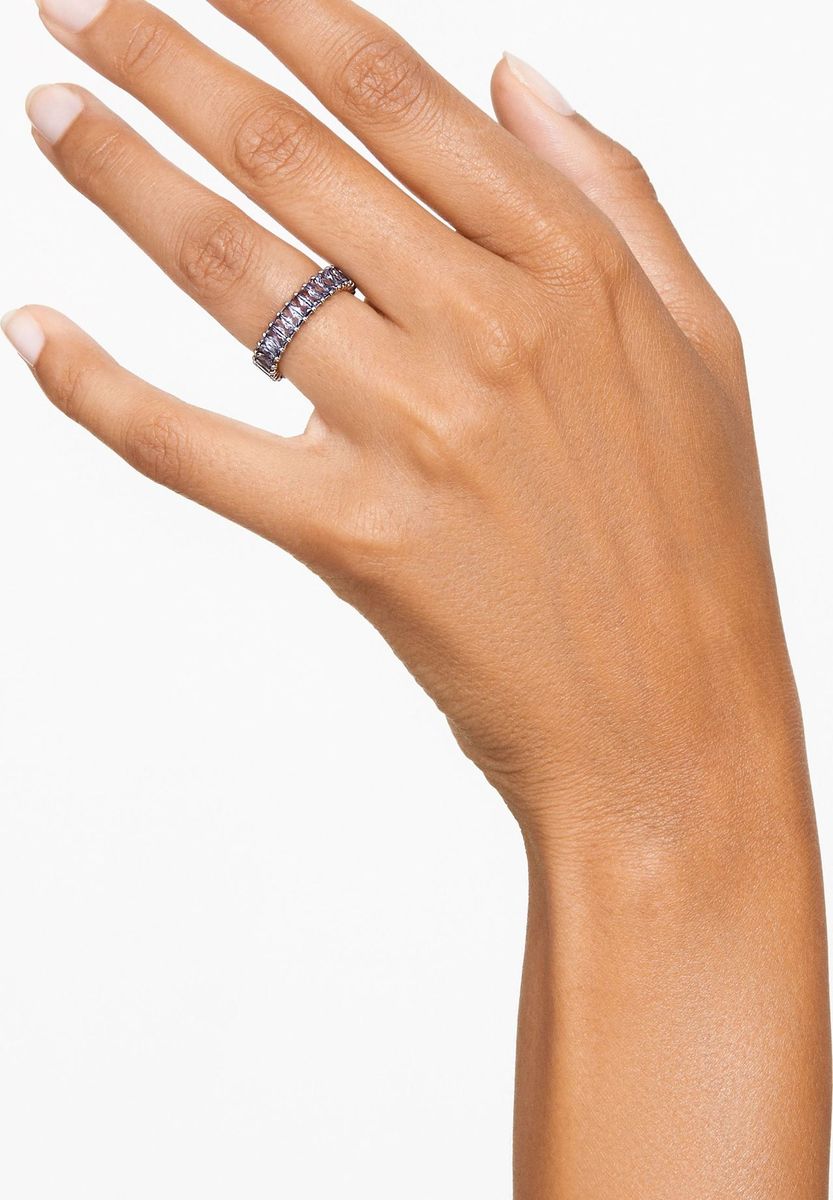 Silberner rechteckiger Kristall-Ewigkeitsring