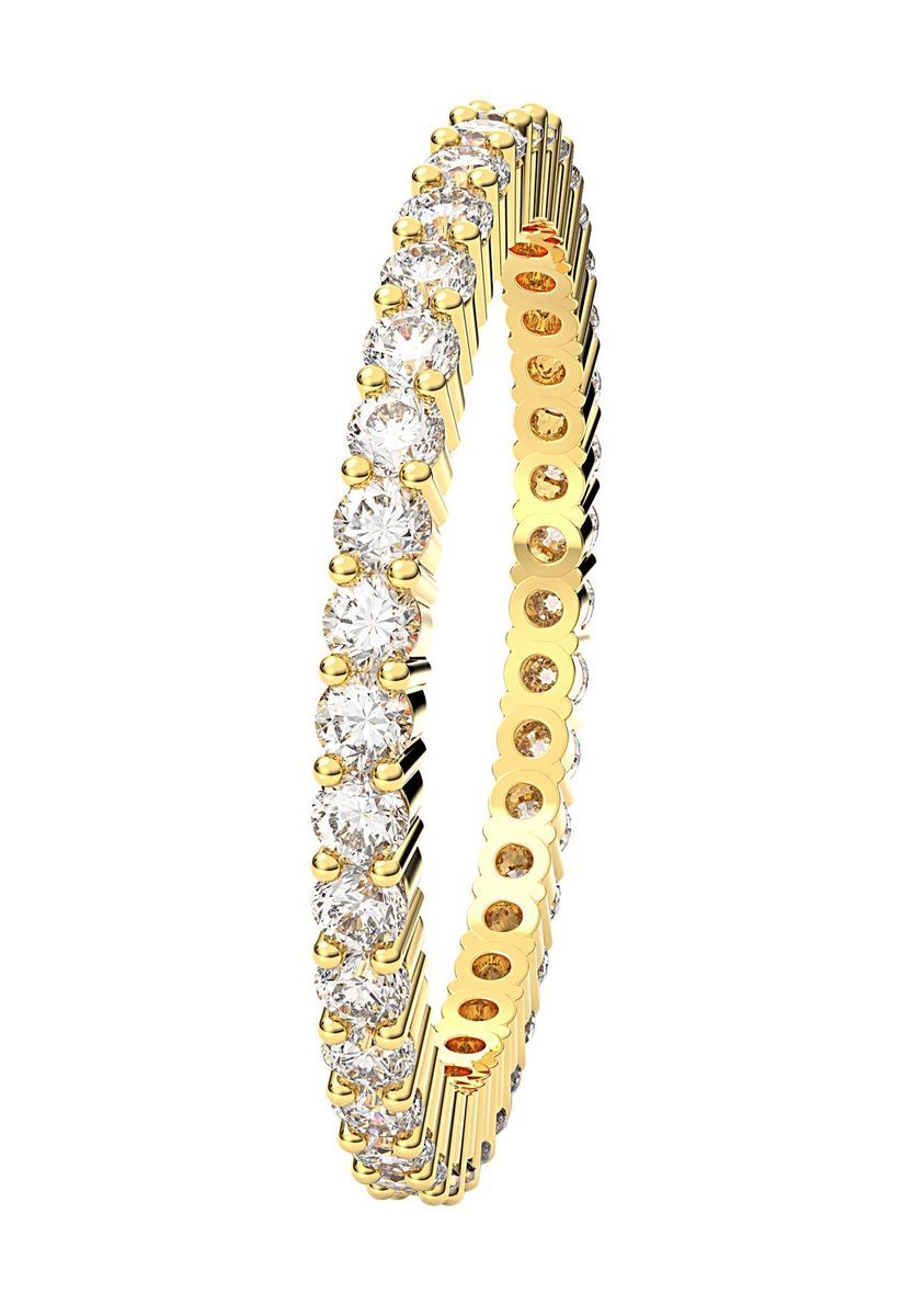 Eleganter, goldfarbener Kristall-Eternity-Ring