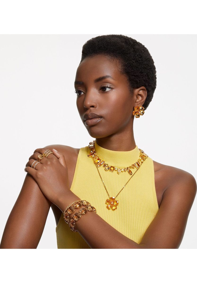 Eleganter, goldfarbener Kristall-Eternity-Ring