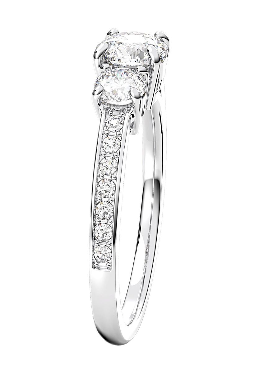 Eleganter Silber Kristall Trio Ring
