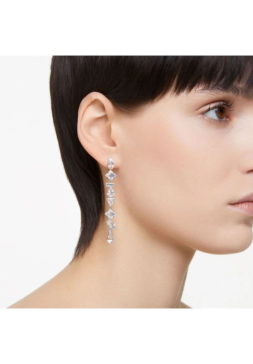 Kaskadierende Kristallohrringe in Rodium-Finish