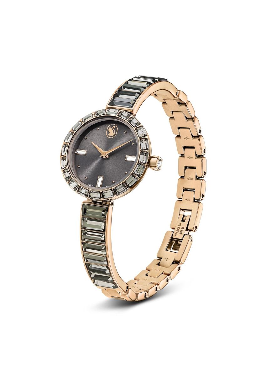 Roségold Armbanduhr mit Kristallakzenten