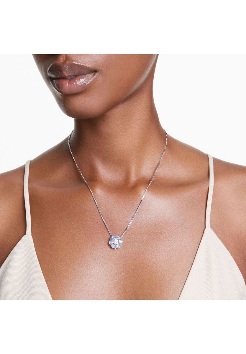 Blaue Zirkonia Blüten Anhänger Halskette