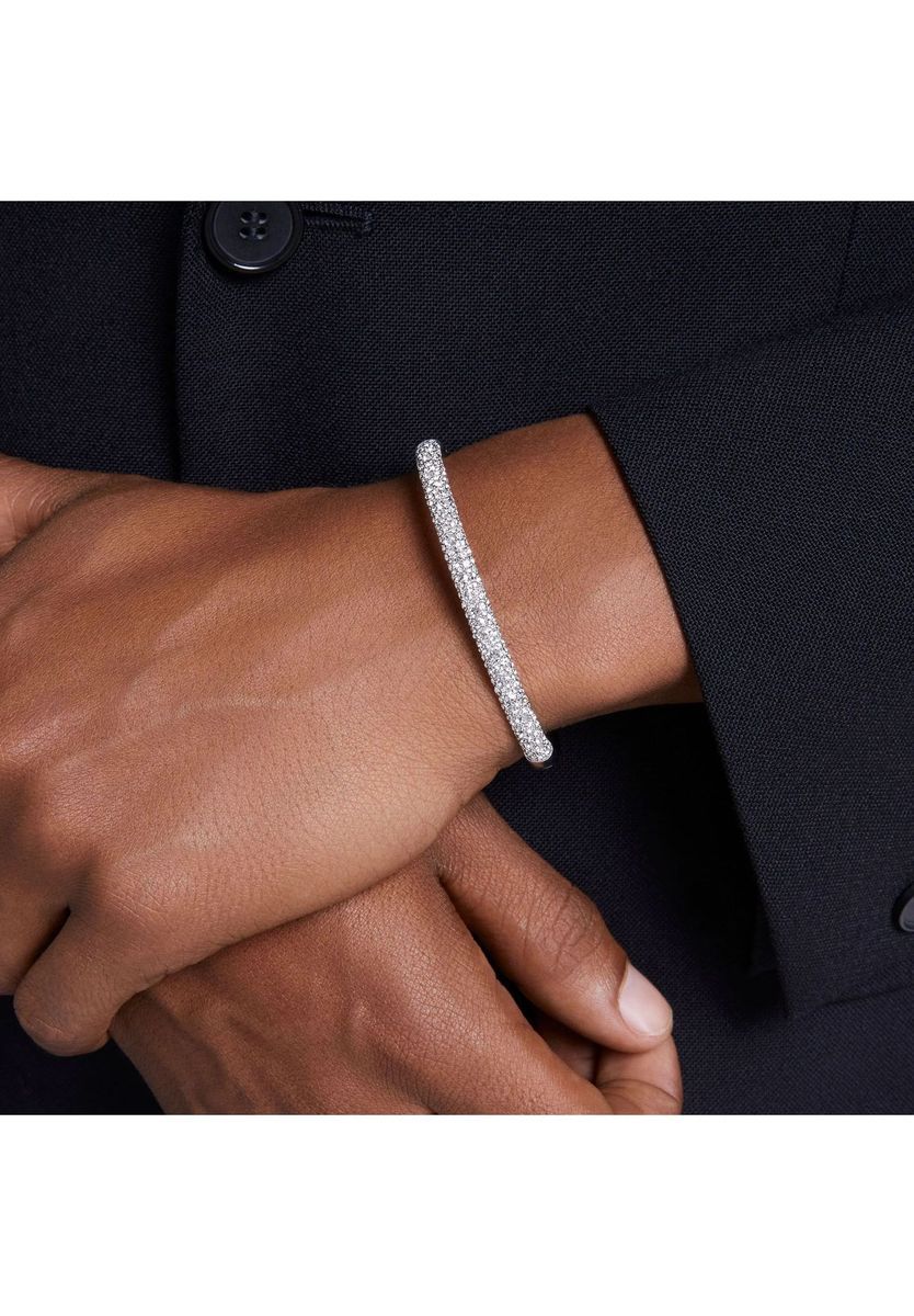 Funkelndes silberfarbenes Kristall-Armreif-Armband