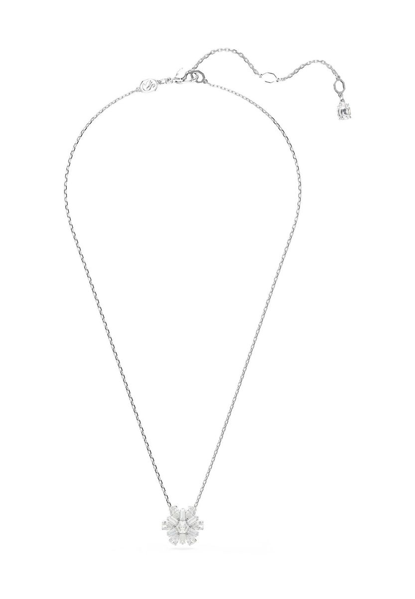 Funkelnde Silberne Halskette mit Blumenanhänger