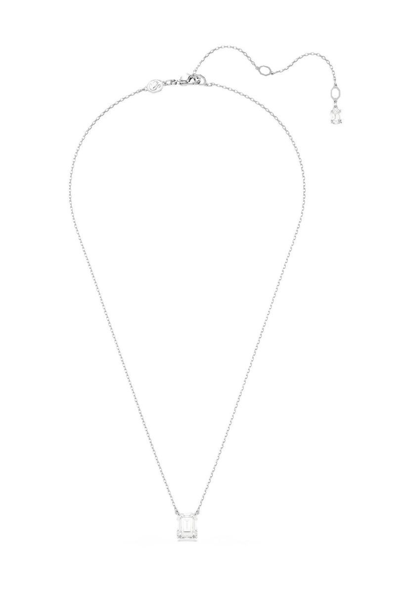 Elegante silberfarbene Halskette mit Kristallanhänger