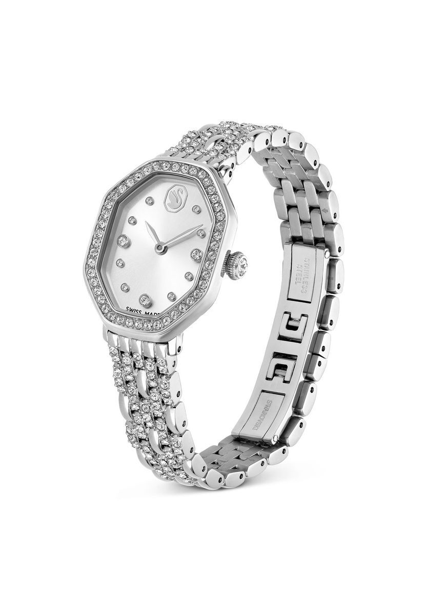 Achteckige Damenuhr mit Kristallakzenten