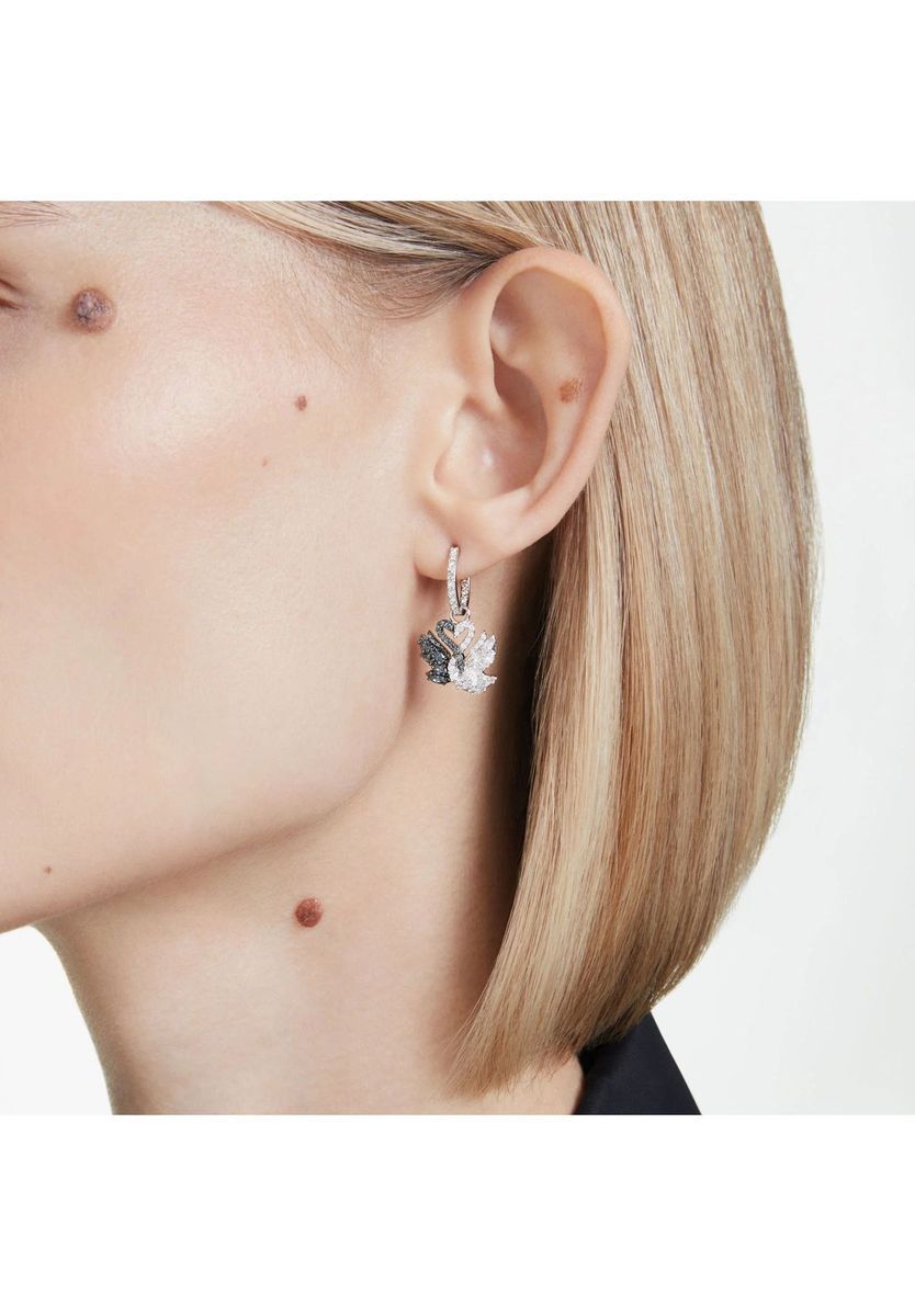 Kristall-Ohrhänger mit Schwanenlogo