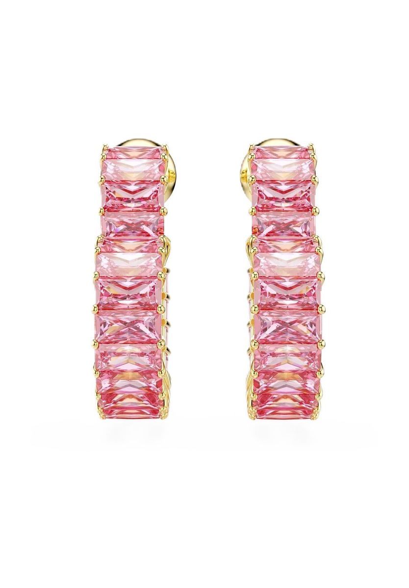 Pink Baguette Kristall Gold Creolen