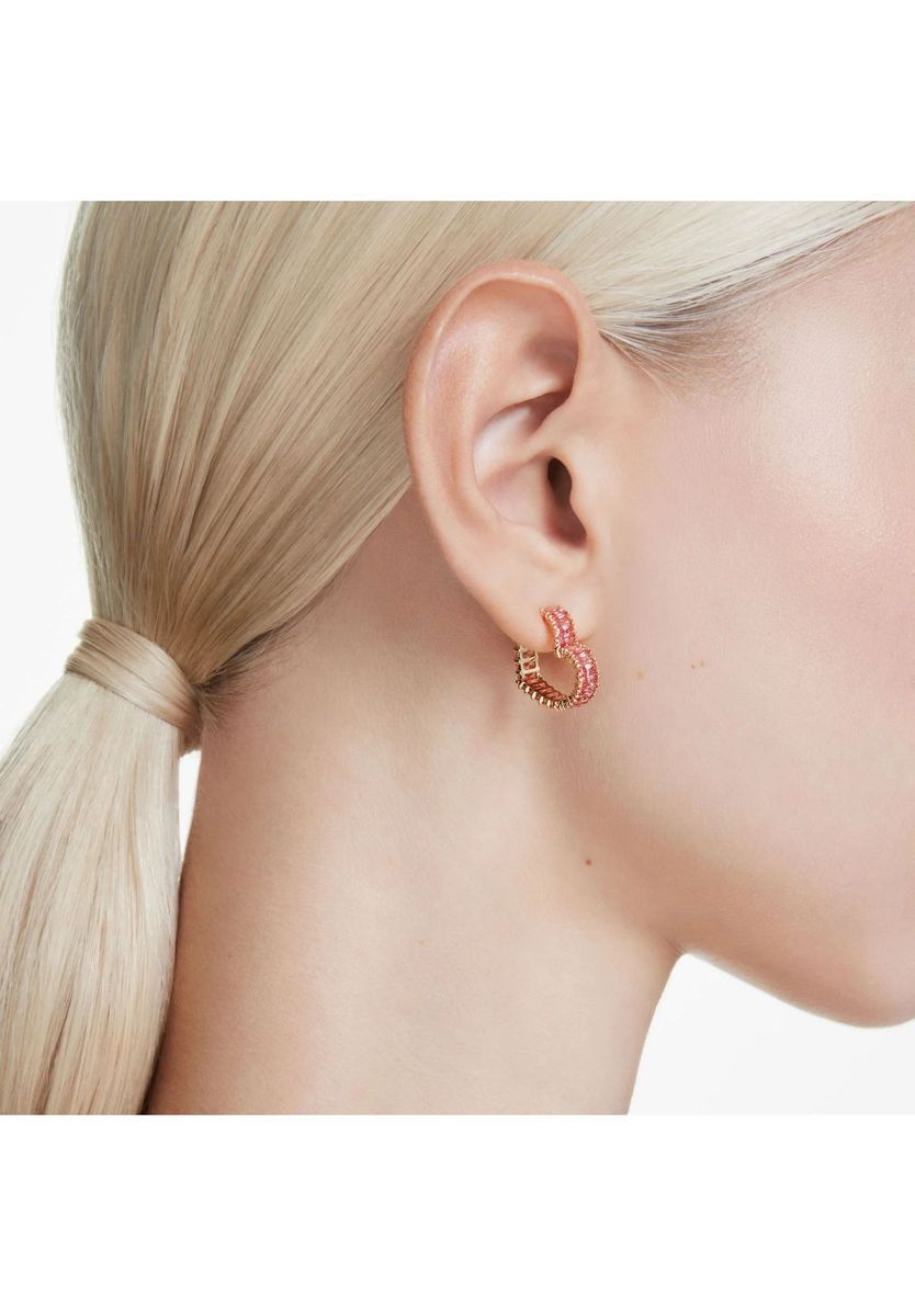 Pink Baguette Kristall Gold Creolen