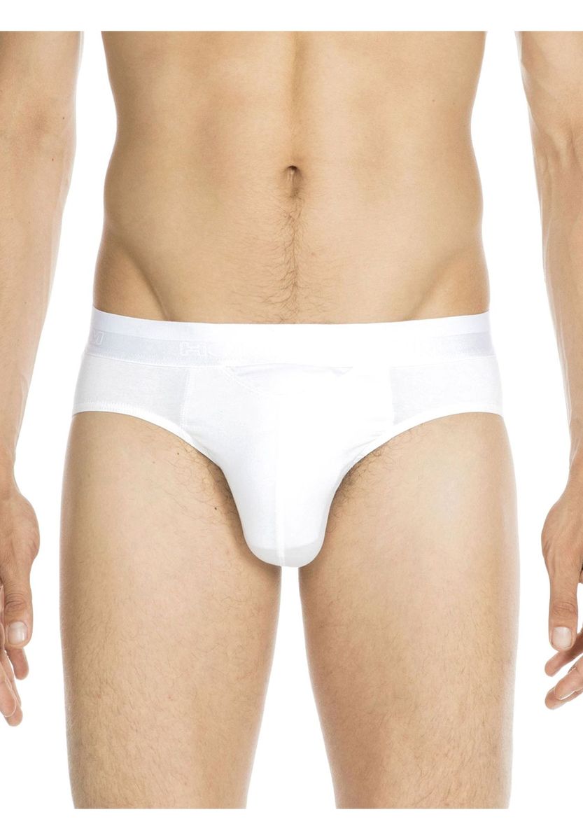 Herren Weißer Slip mit Logo-Bund