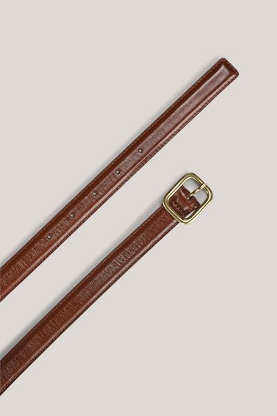 Nappaleder Brauner Gürtel mit goldener Schnalle Klassischer Stil Unisex